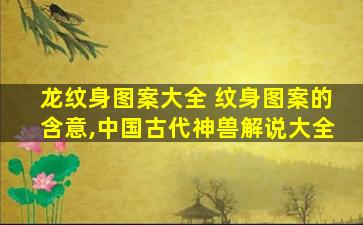 龙纹身图案大全 纹身图案的含意,*古代神兽解说大全